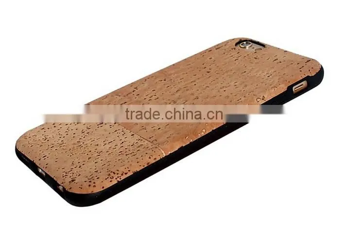 2016 new arrival wood cork case for cell phone cover leather for iphone 6