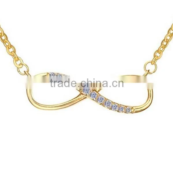 Fashion 18K Plated Zircon Infinity Stainless Steel Necklace