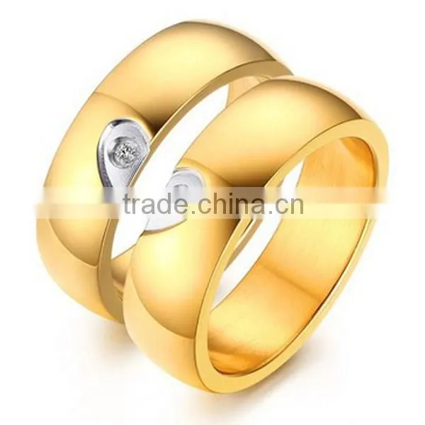 2016 Fashion High Quality Plating Gold Heart Zircon Rings