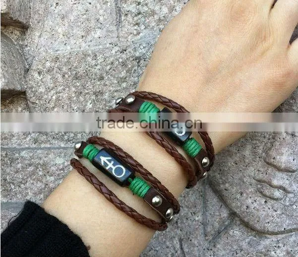 cow bone make leather beaded bracelets for lovers punk style