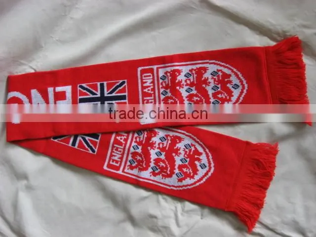 Cheap Soccer Scarf, Jacquard Knit Soccer Sacrf, Fancy Soccer Fan Scarf