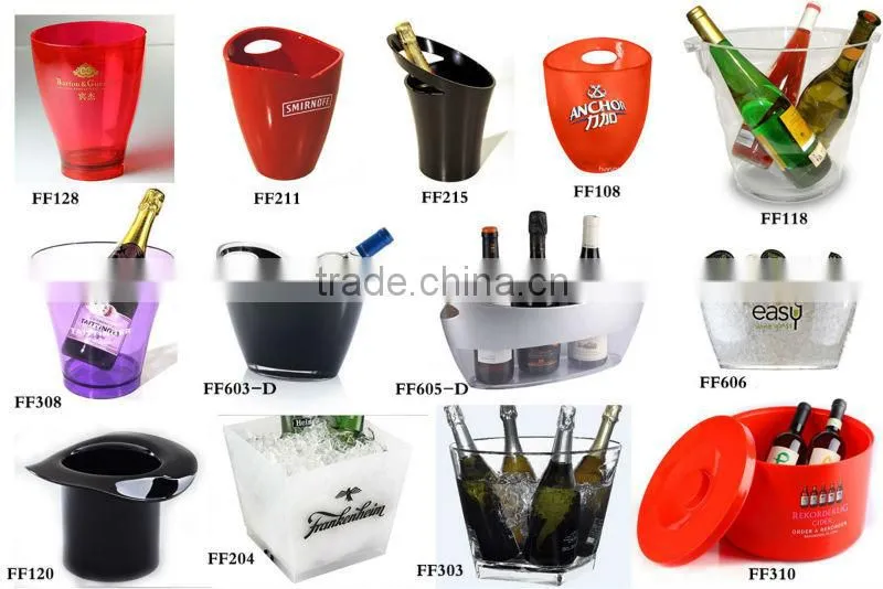 New frosted plastic champagne ice bucket, wine beer bucket with two handles