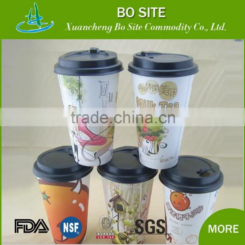 4oz to 24 oz disposable hot drink coffee paper cup with lid