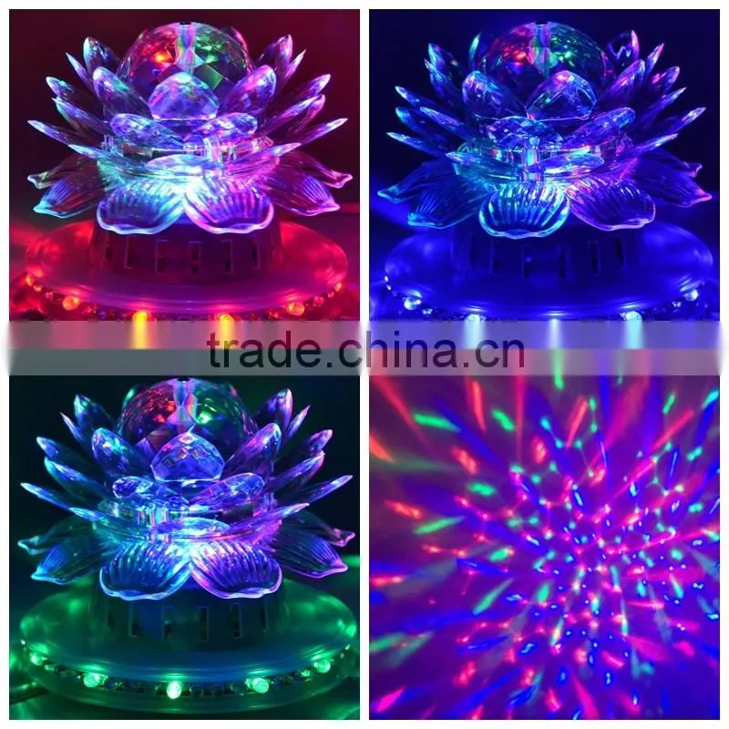 New style High Quality LED Lotus Full Color revolving Lamp LED Crystal Rotating RGB Sunflower Stage Effect Lighting