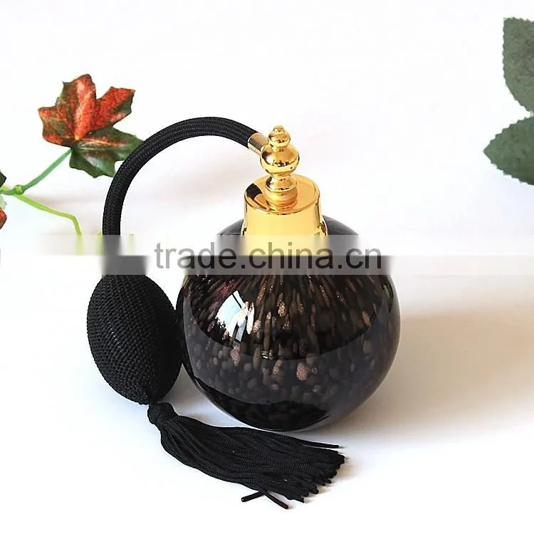 OUBOAO Handmade Luxury Airbag Glass Black Perfume Bottle , Screw Cap Repeatable Use Empty Perfume Bottle