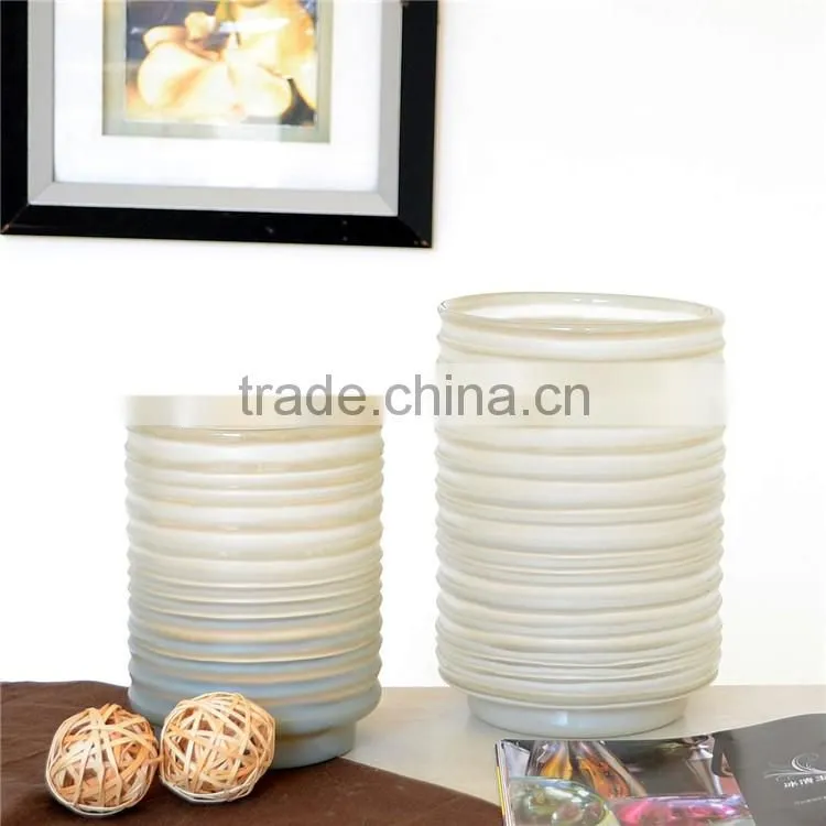 Hot sales handmade stripe cylindrical glass vase super quality straight tall glass flower vase