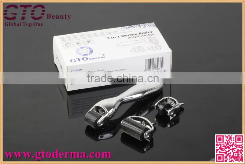 2016 newest 3 in1 180+600+1200 needle derma roller for hair loss treatment
