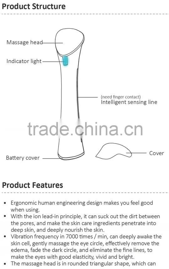 Best selling ion lead-in battery operated beauty salon equipment mini anti-wrinkle eye massage pen vibration facial massager