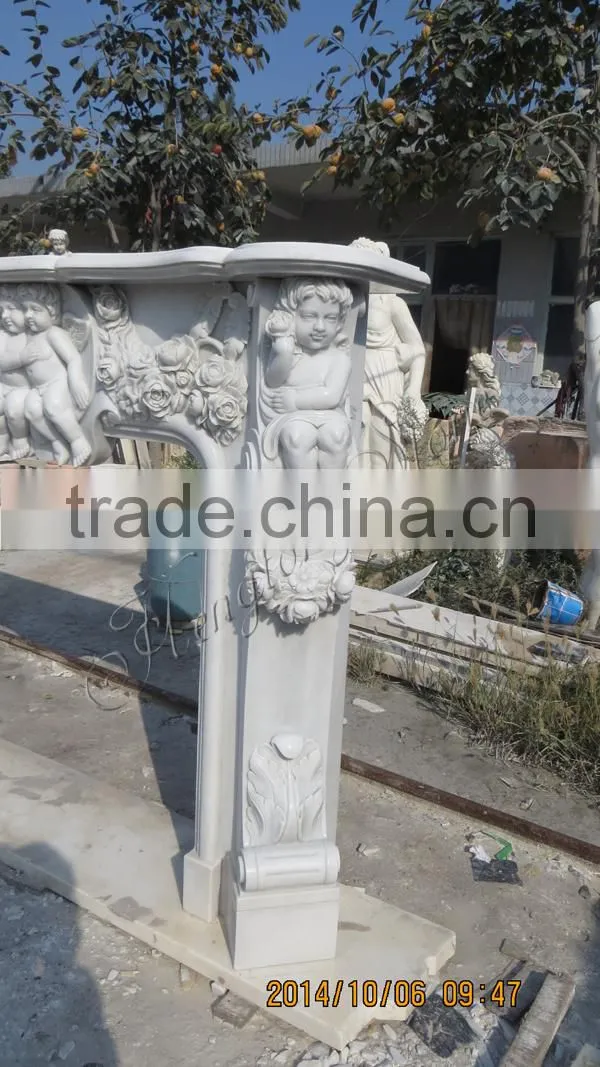White Marble Fireplace Surround with Angel Statue