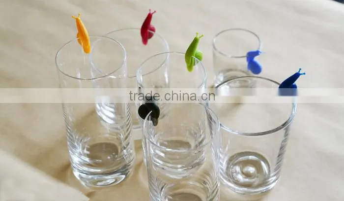 Funny FDA Food grade Snail Shape Clip Silicone Tea Cup Tea Bag Holder/Glass Cup Markers in stock