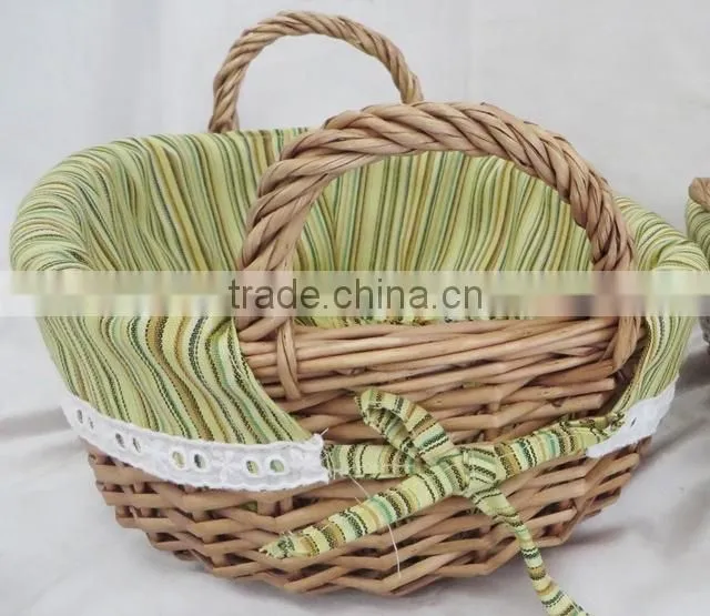 Sets cheap handmade wicker bread basket with liner