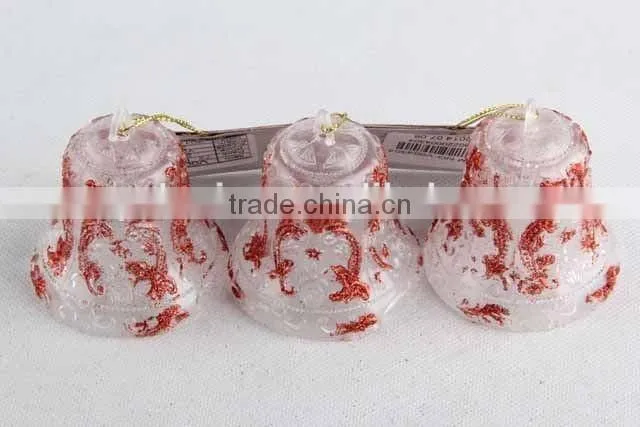 3PC Christmas decoration bell shape transparent plastic Christmas pendant