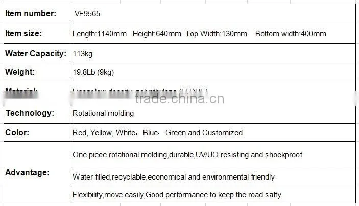 2014 hot sale red water traffic barriers road construction equipment