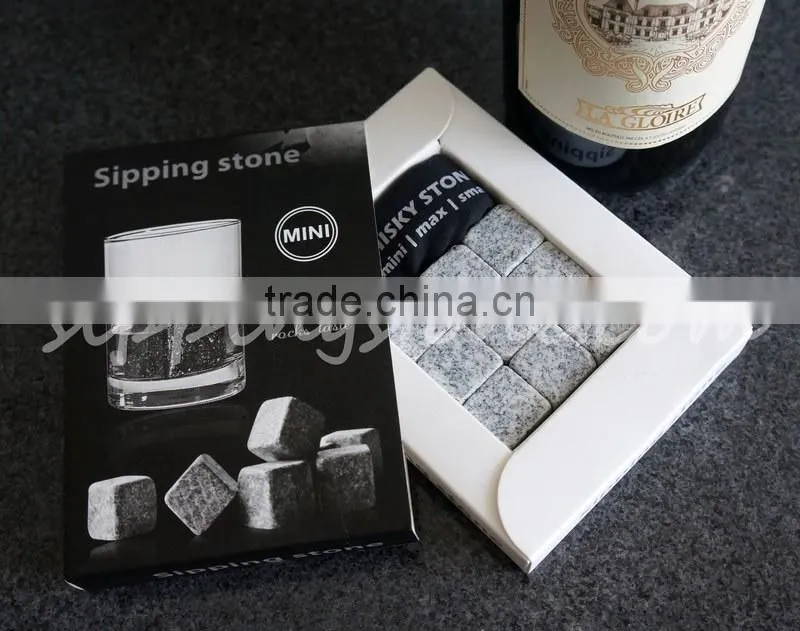 Light grey ice cube chilling wine whiskey stone