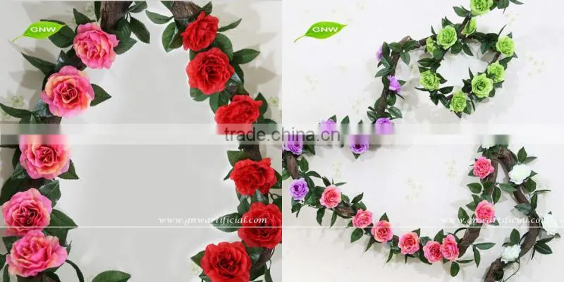 GNW FLV010 Artificial Rose Vines Flower Garland Variety Styles for Wedding Decoration