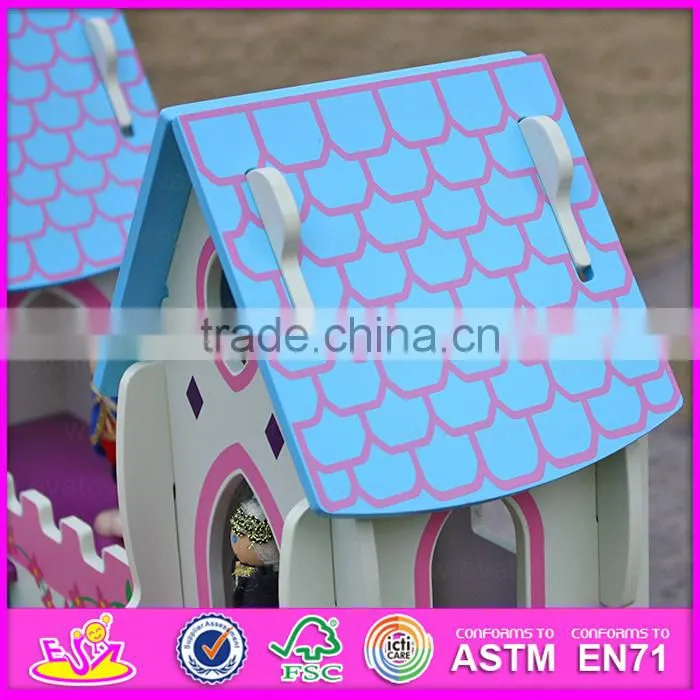 Top fashion kids pretend indoor wooden castle W06A001-S
