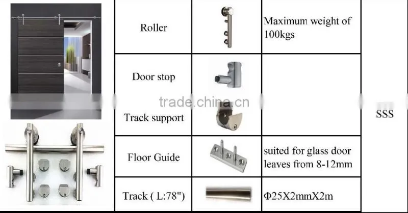 Satin Stainless Steel 304 Sliding Door Roller Track Wheel Floor Guide For Wooden Door
