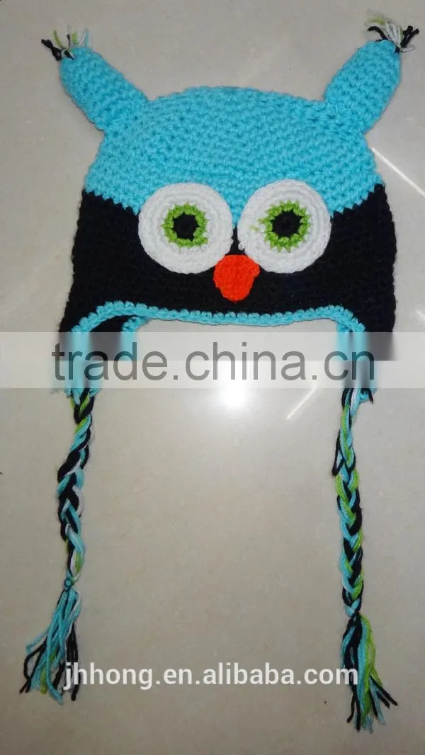 children winter earflat hat with pigtails