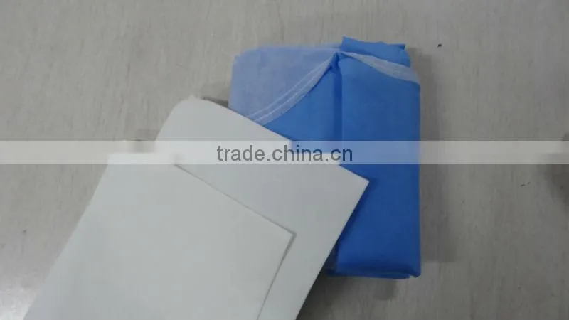 Disposable Blue SMS Nonwoven Surgical Gown With Elastic Cuff