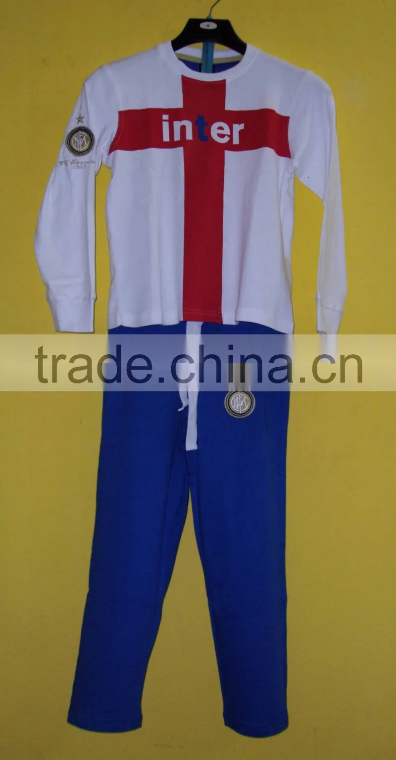 100% cotton interlock jersey pajama set , comfortable high quality sleeping pajama set