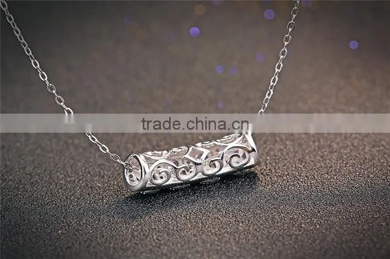 925 Sterling Silver Zircon bend pendant necklace