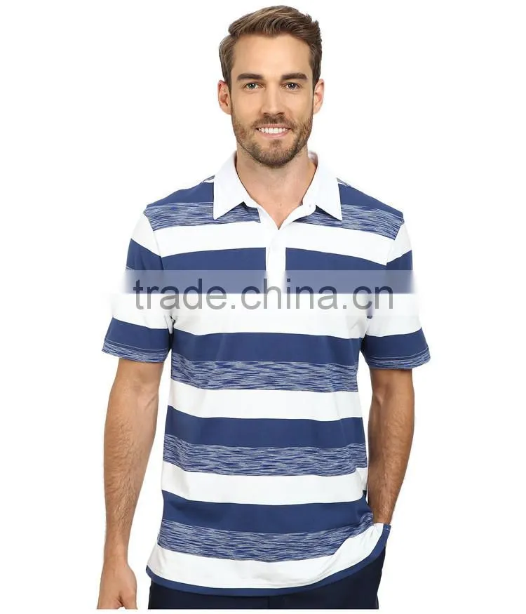 Custom cheap blue striped polo shirts for mens slim fit