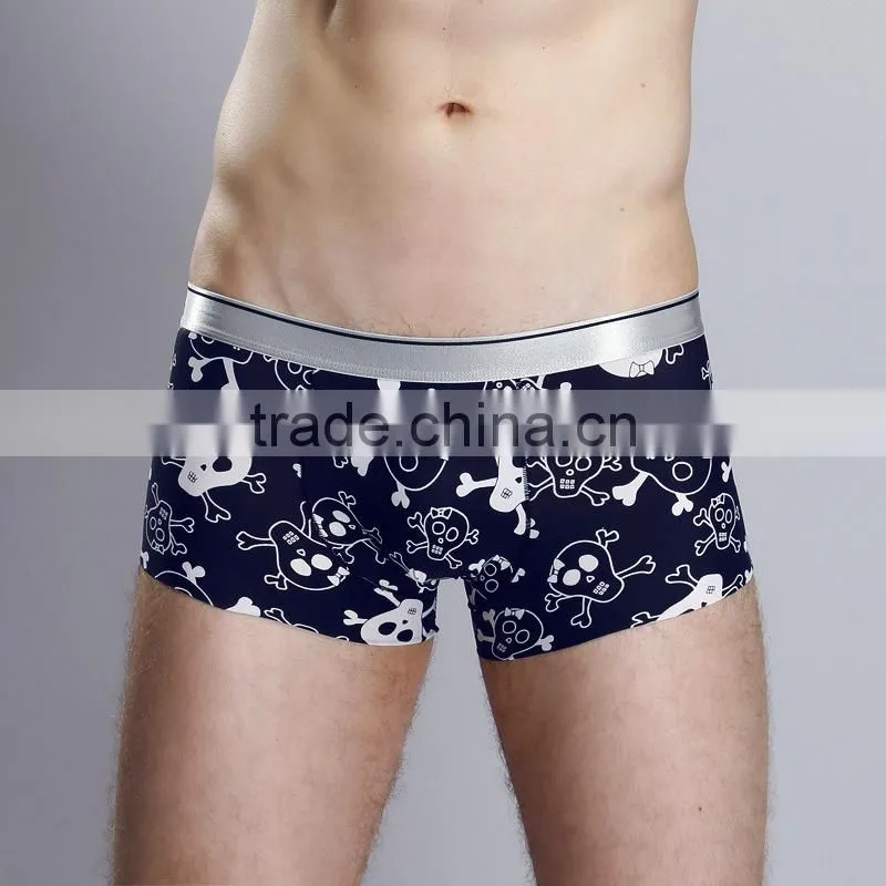Factory wholesale custom men's skull sexy ice silk seamles boxer brief