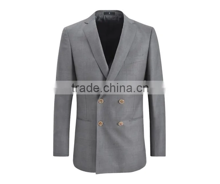 New Design Double Breast Light Grey Coat Pant Business Men Suit