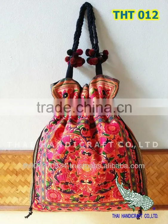 Extra Thai Embroidered HMONG Hill Tribe Tote Bag XL