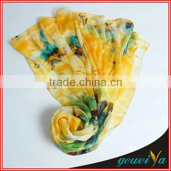 Yellow Flower Chiffon Digital Printed Arab Shawl