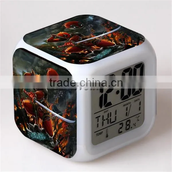 Promotion Gift LED Alarm Clock Deadpool Alarm Clock Table clock for kids Custom Digital LED Alarm clock