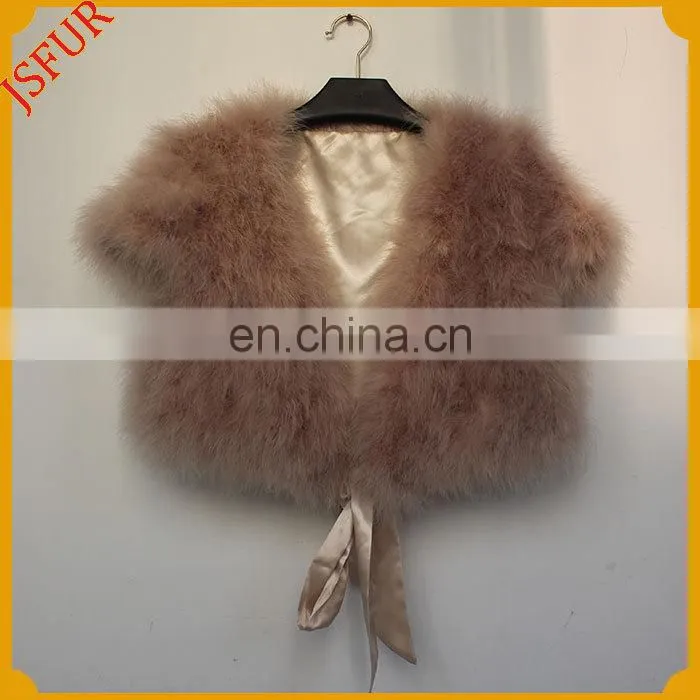Classic Style Short Sleeve Women Coat Real Turkey Feather Vest Shawl Made In Turkey