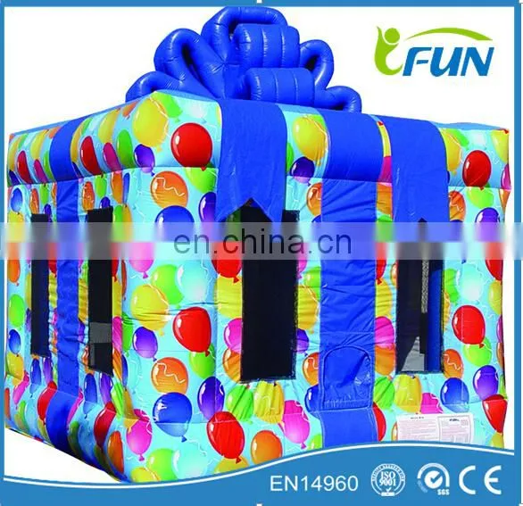 gift box inflatable bouncer for sale/inflatable gift box bouncer/inflatable gift box jumping bouncer