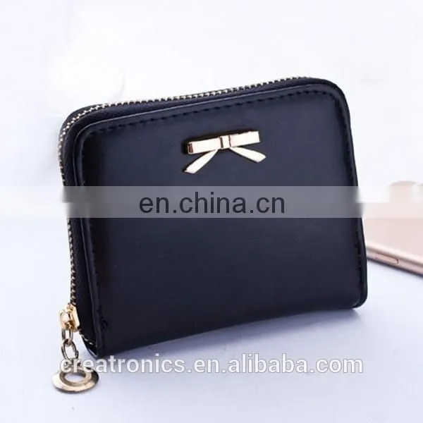 CR European test passed smooth pu surface inlaid the bow mini coin purse white styling small women wallet and euro coin wallets