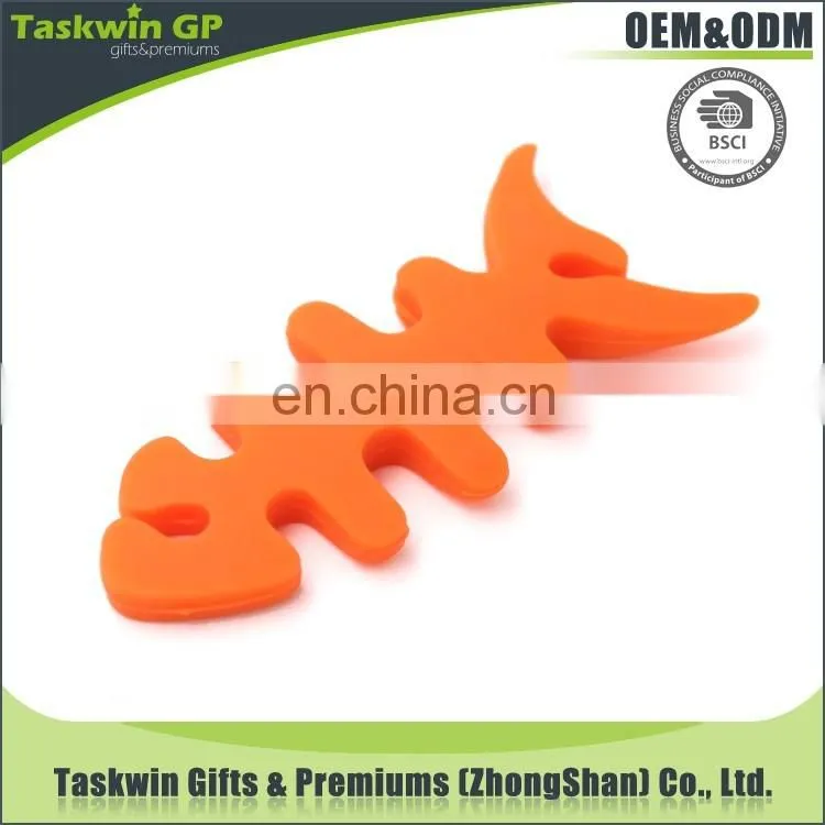 Custom design soft PVC fish bone shape wire holder clip