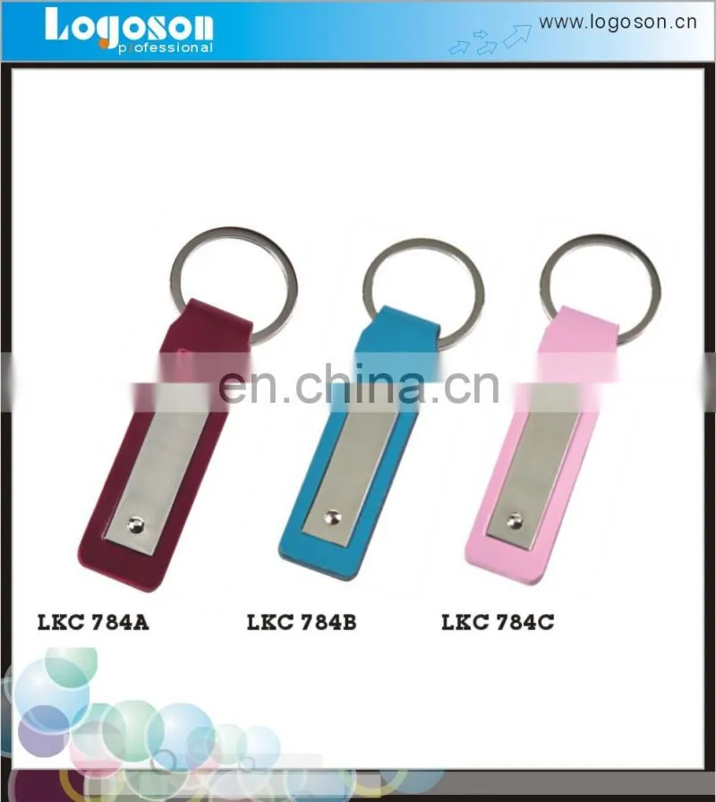 Novelty logoson custom shape metal handmade leather keychain