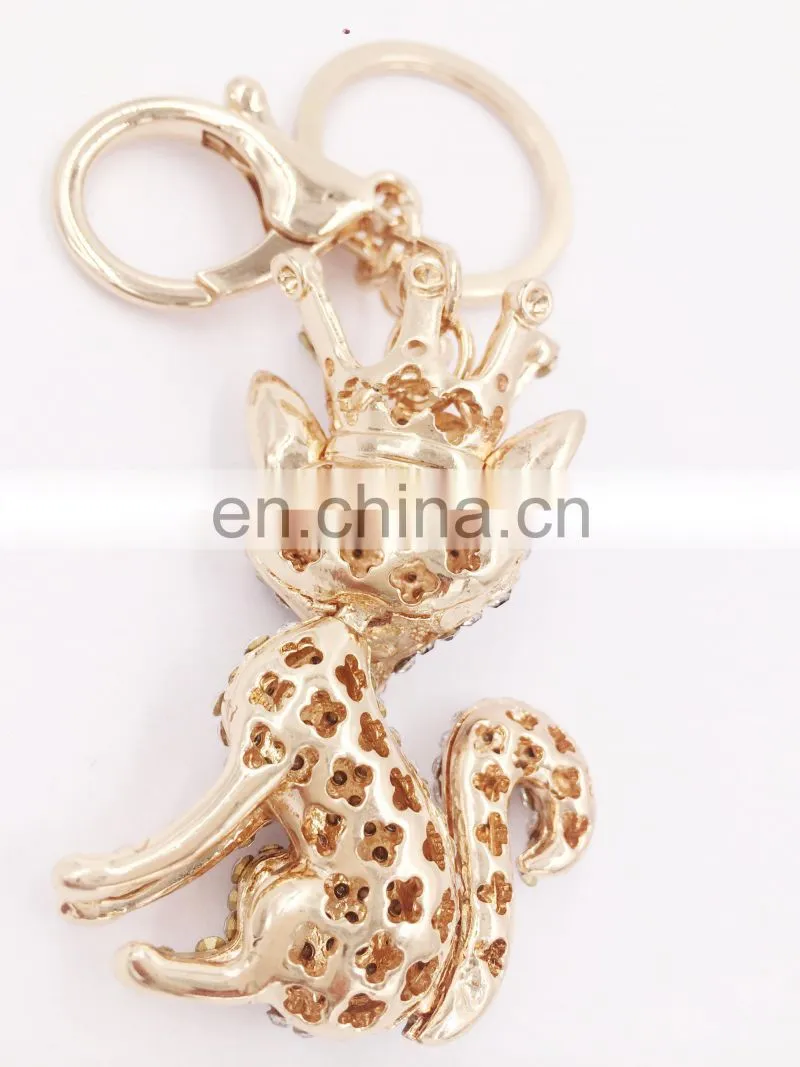 Customized Lovely Fox Shaped Metal Keychain For Bag Pendant