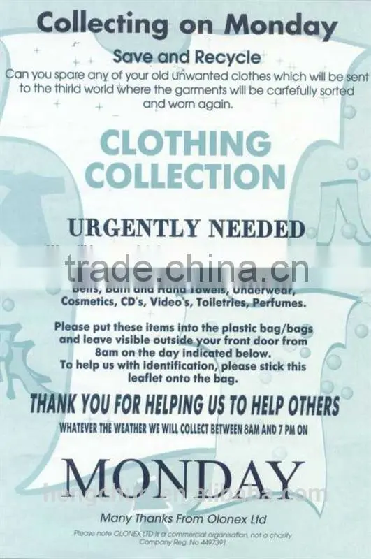 t-shirt plastic charity bag