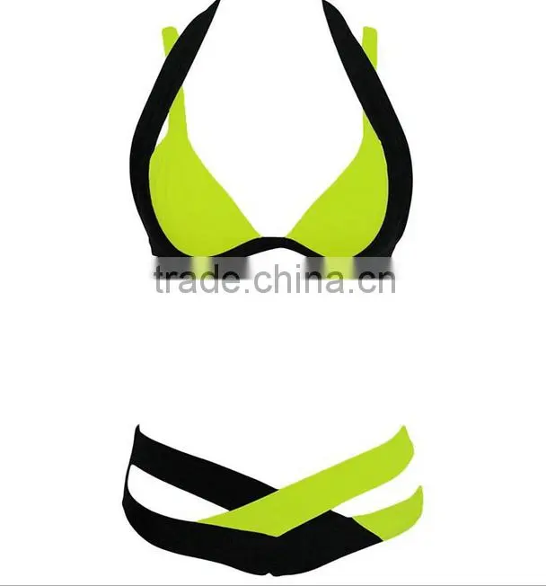 2016 new design girl Sexy european style bikinis black and white Women's Bikini Style free samples