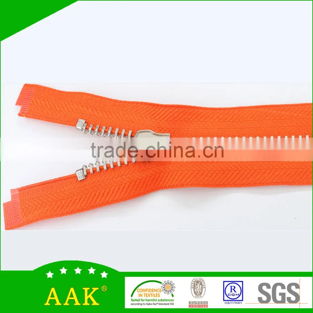 8# metal platinum Y teeth open end zipper for bags, luggage