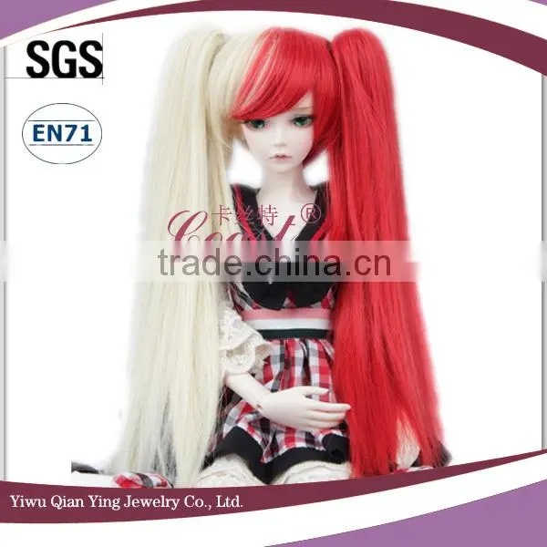 beauty white and red deep curly deep curly 1/3 BJD doll wigs with two clip ponytail
