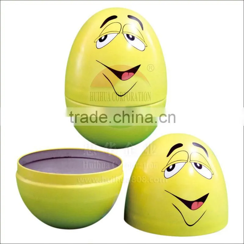 funny egg shape tinplate cans for kids food