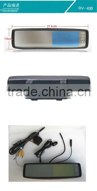 4.3inch rearview mirror monitor with bluetooth