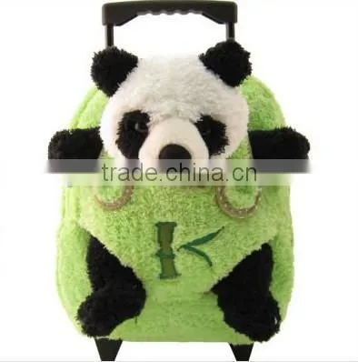 lovely kids trolley plush school bag/kids school bag with wheels