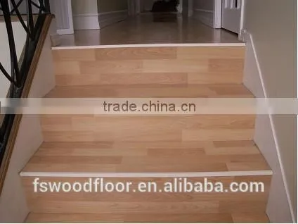 American oak solid wood stair tread with white brushed surface