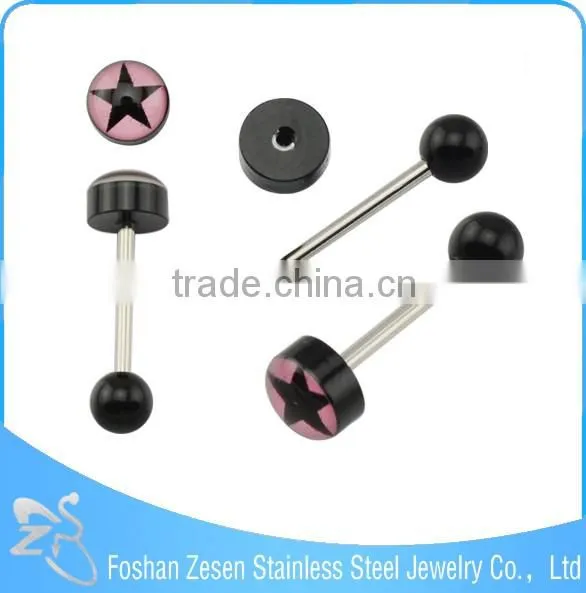 Factory Body Jewelry Piercing Anti-Allergic Pentagram Tongue Ring