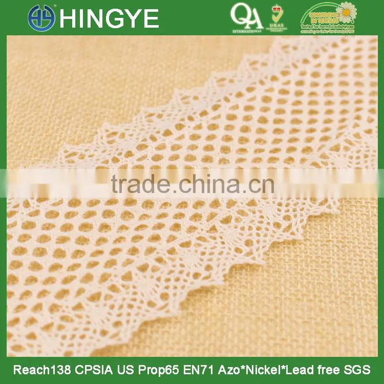 High quality scallop cotton crochet embroidery lace for garments H1651