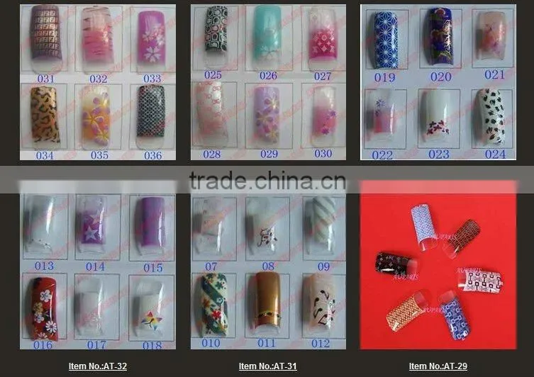 wholesale 70pcs/box Airbrush Pre Design Translucent French False Nail Art Acrylic Tips AT1200