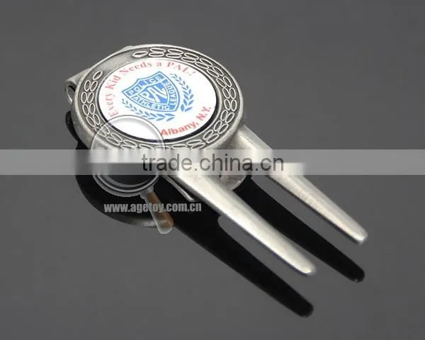 New York League Team Souvenir Print Logo Custom Alloy Antique Silver Plated Metal Golf Divot Tool