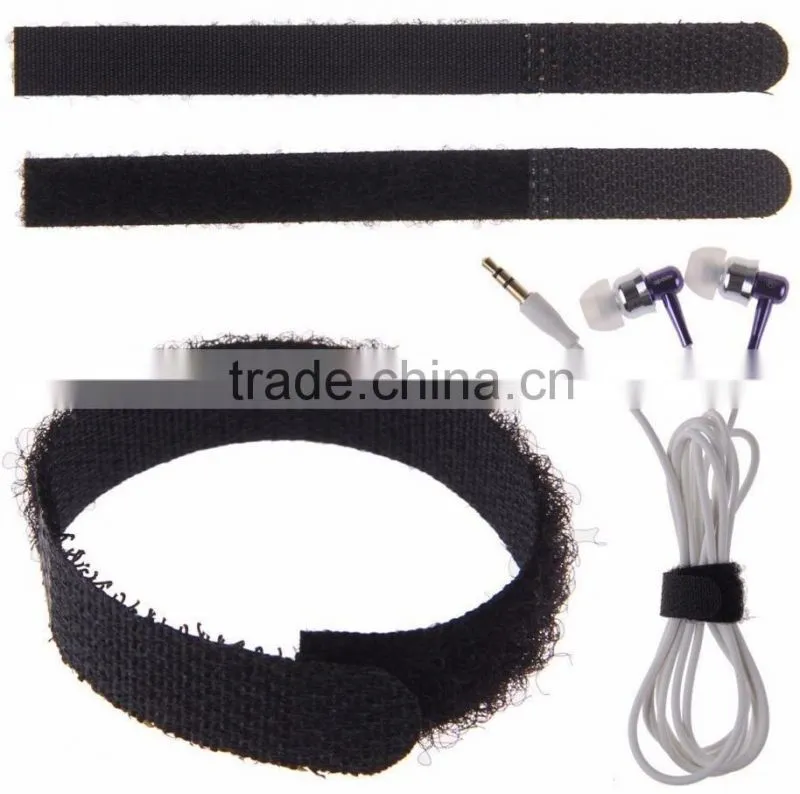 Reusable Nylon Hook Loop Cable Cord Ties Tidy Straps Organiser Black